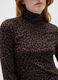 Brown Regular Fit Leopard Turtleneck Sweater_3