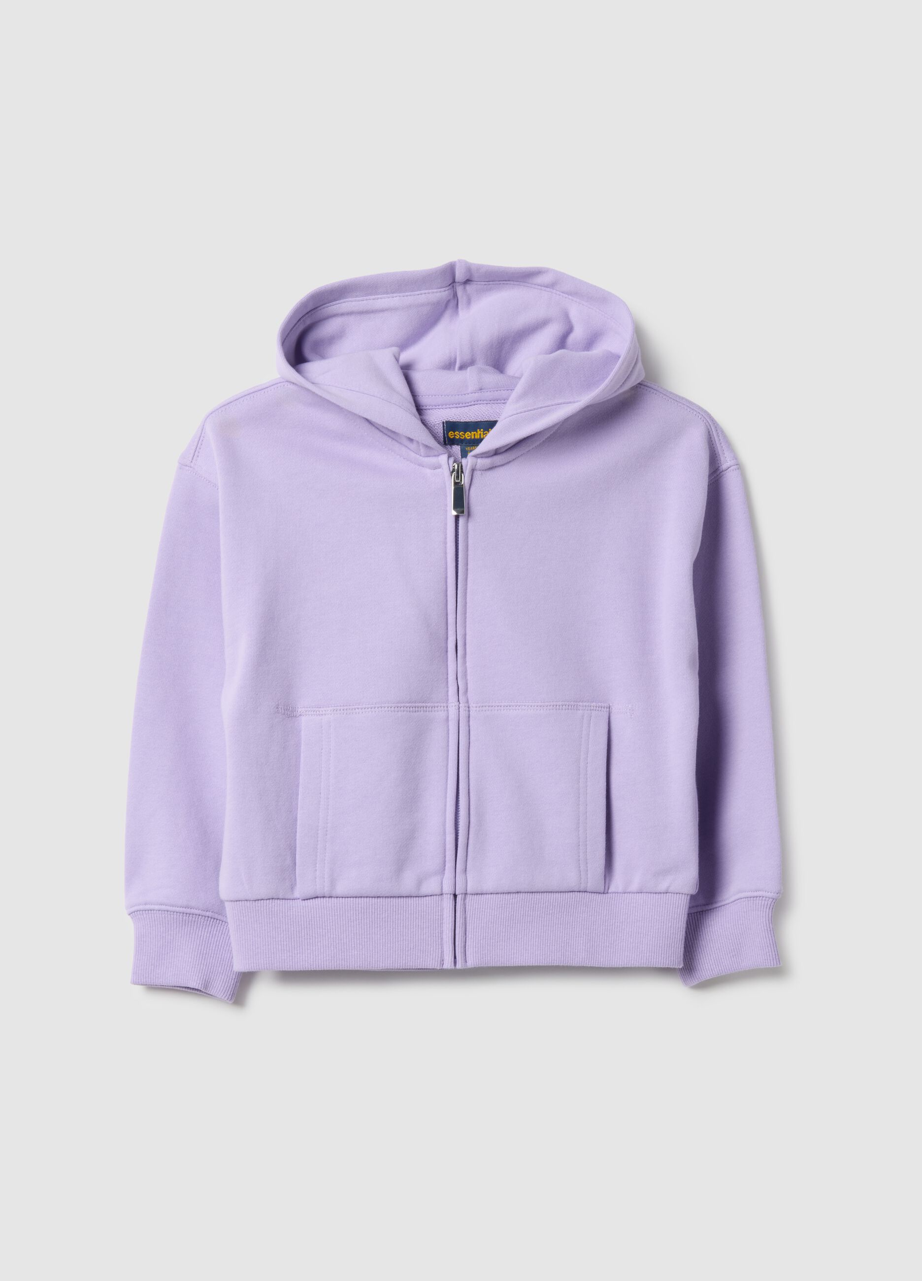 Girls' purple hoodie with zip, regular fit pure cotton