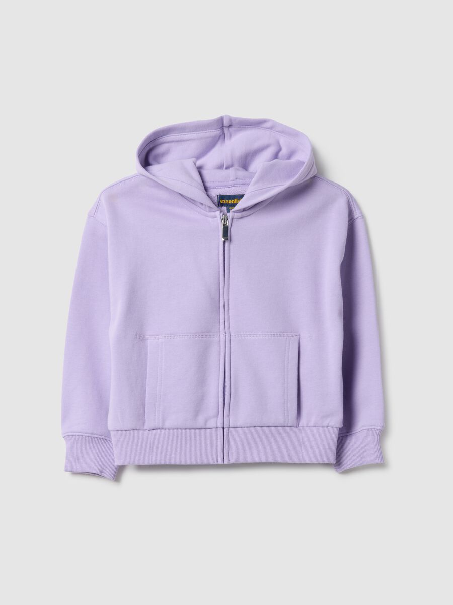 Girls' purple hoodie with zip, regular fit pure cotton_0
