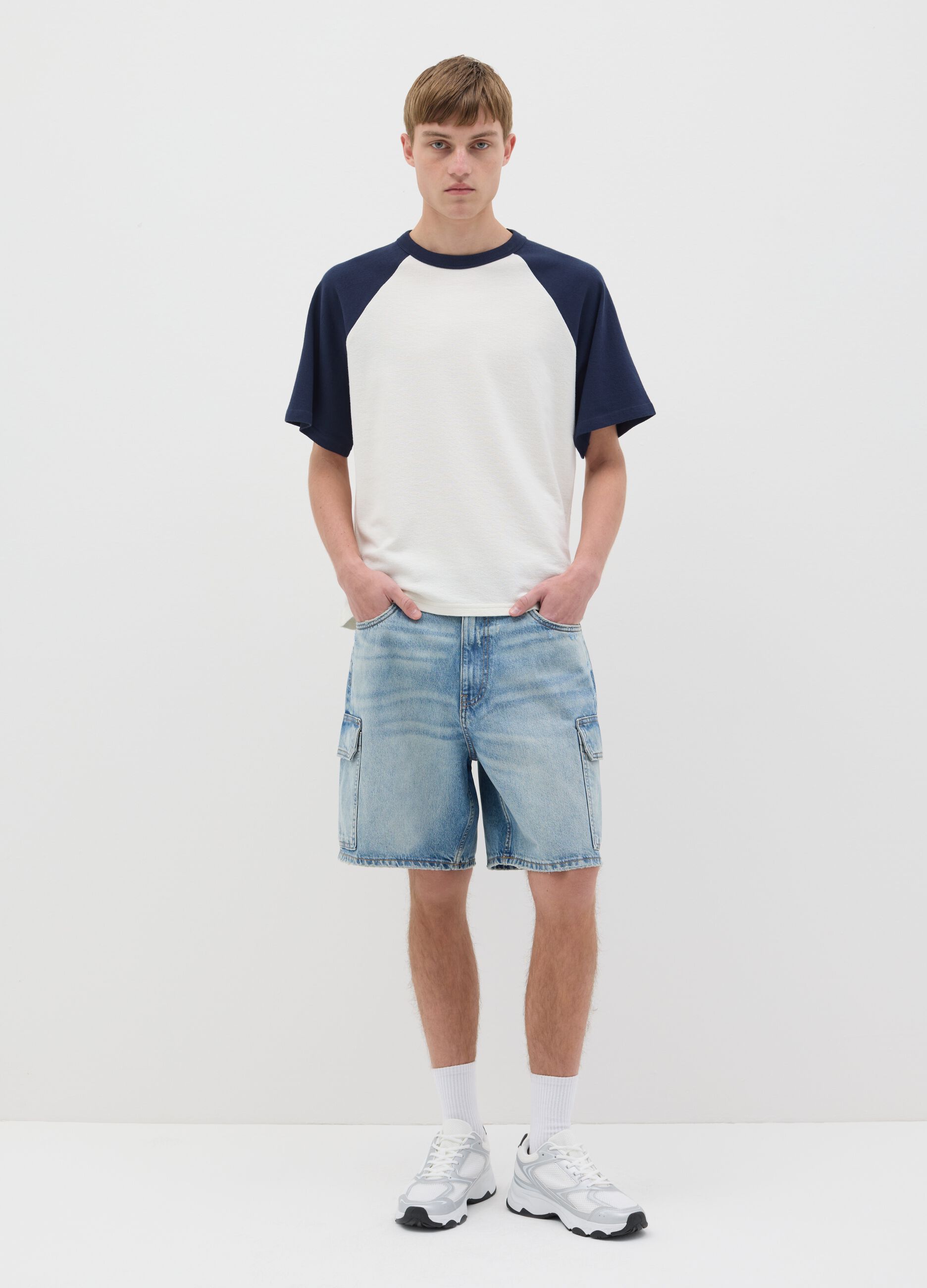 T-shirt in cotone bicolore