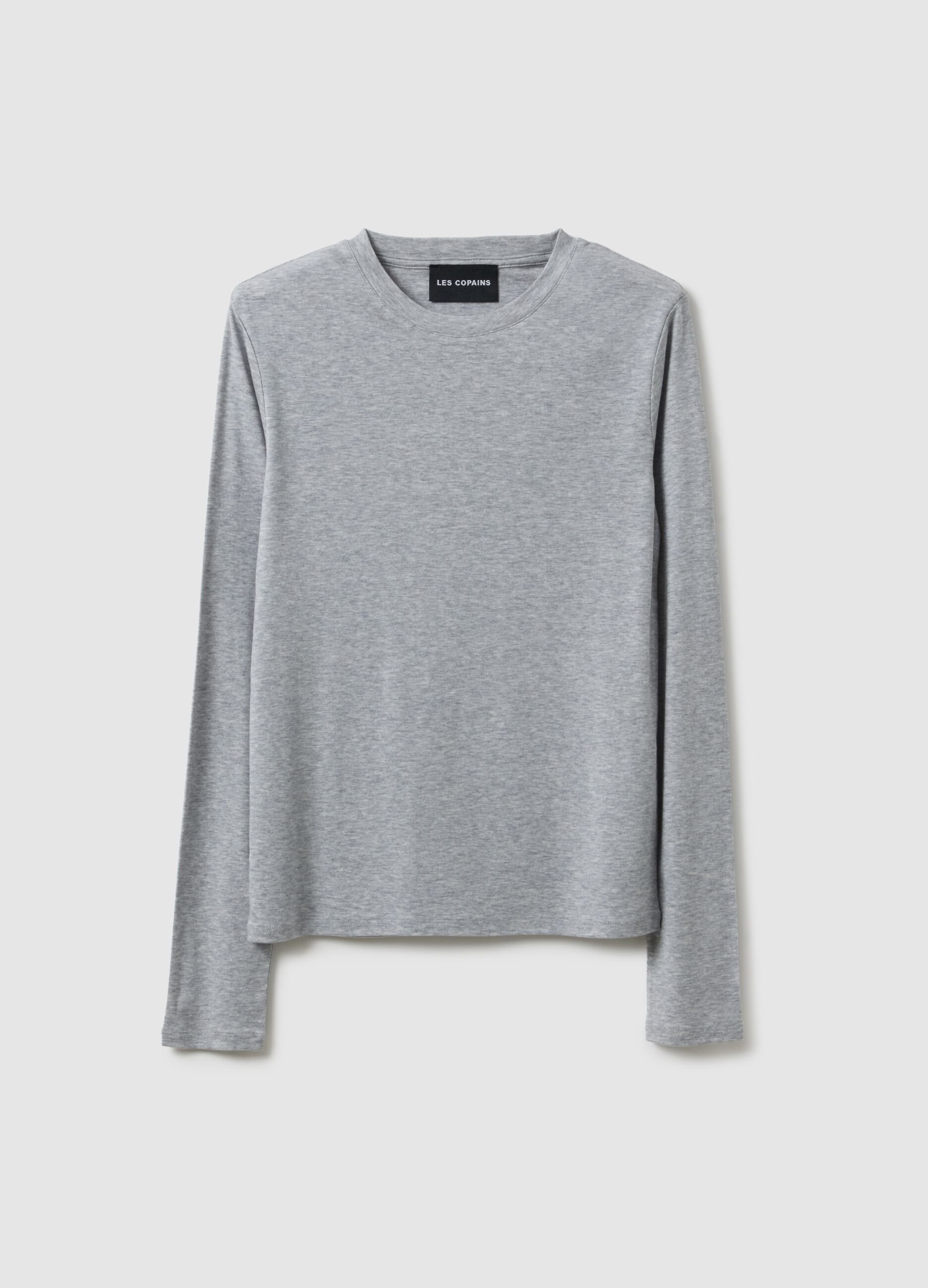 Grey crewneck long sleeve regular fit top