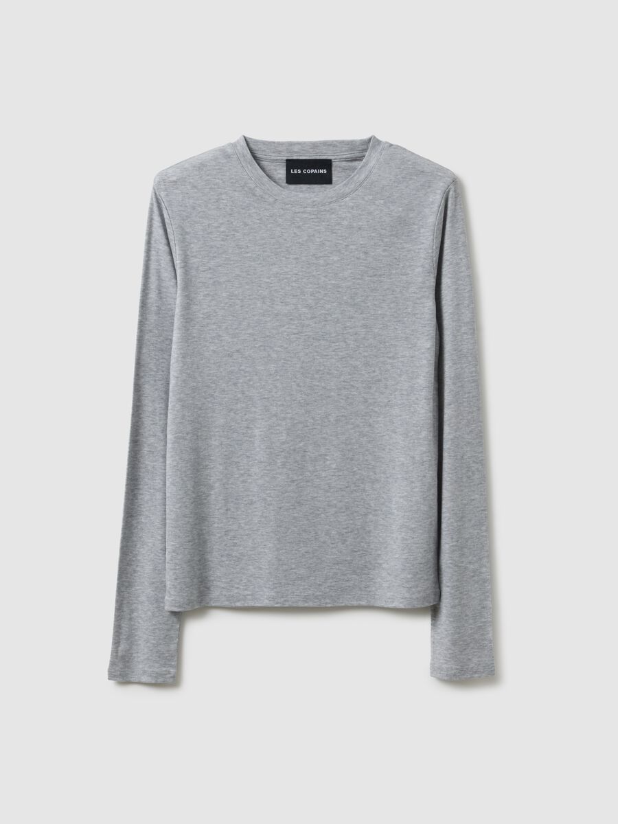 Grey crewneck long sleeve regular fit top_0