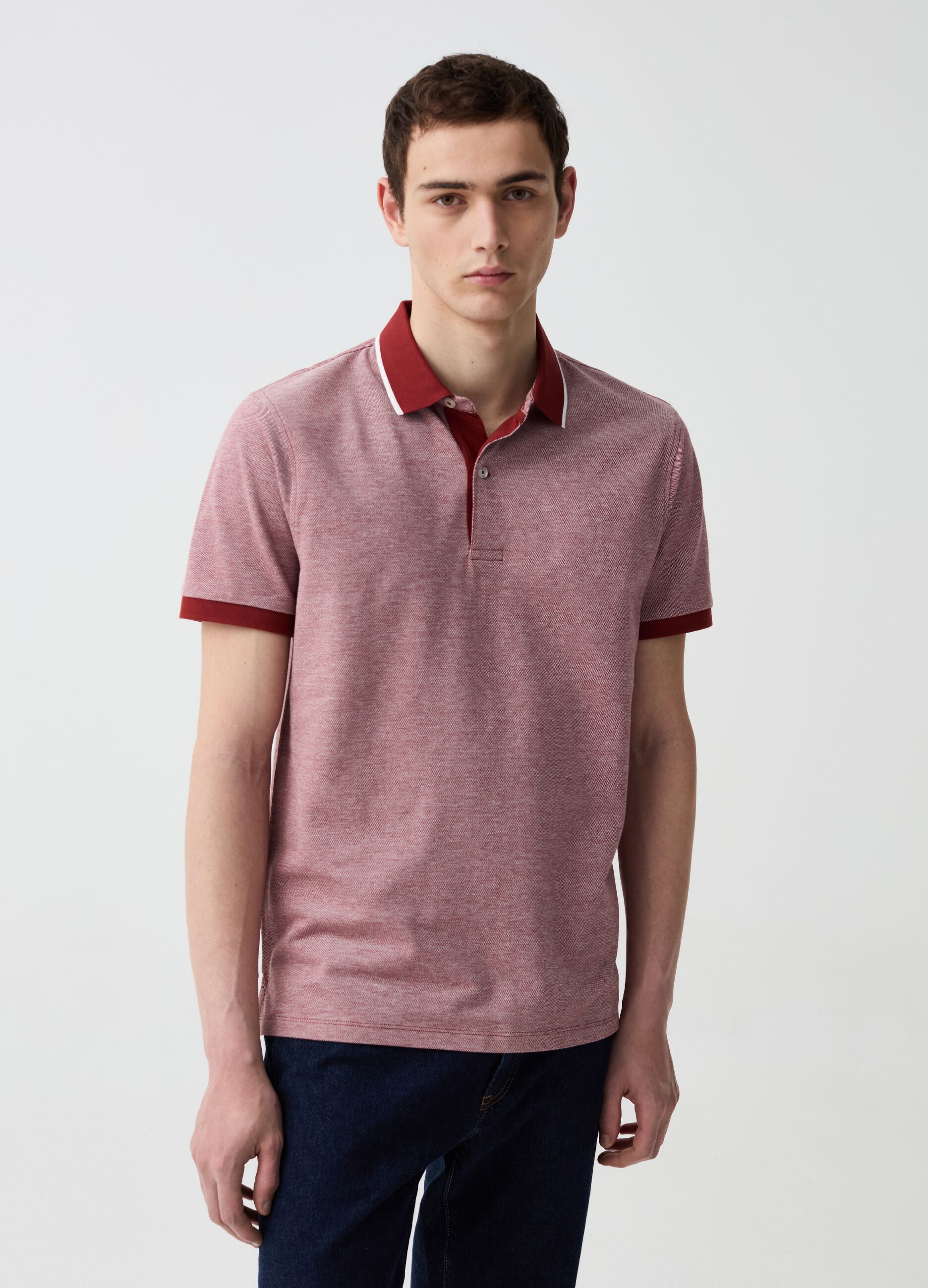 Ovs Polo in piquet con trama jacquard
