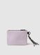 Portafoglio viola con zip e dettagli intrecciati_1