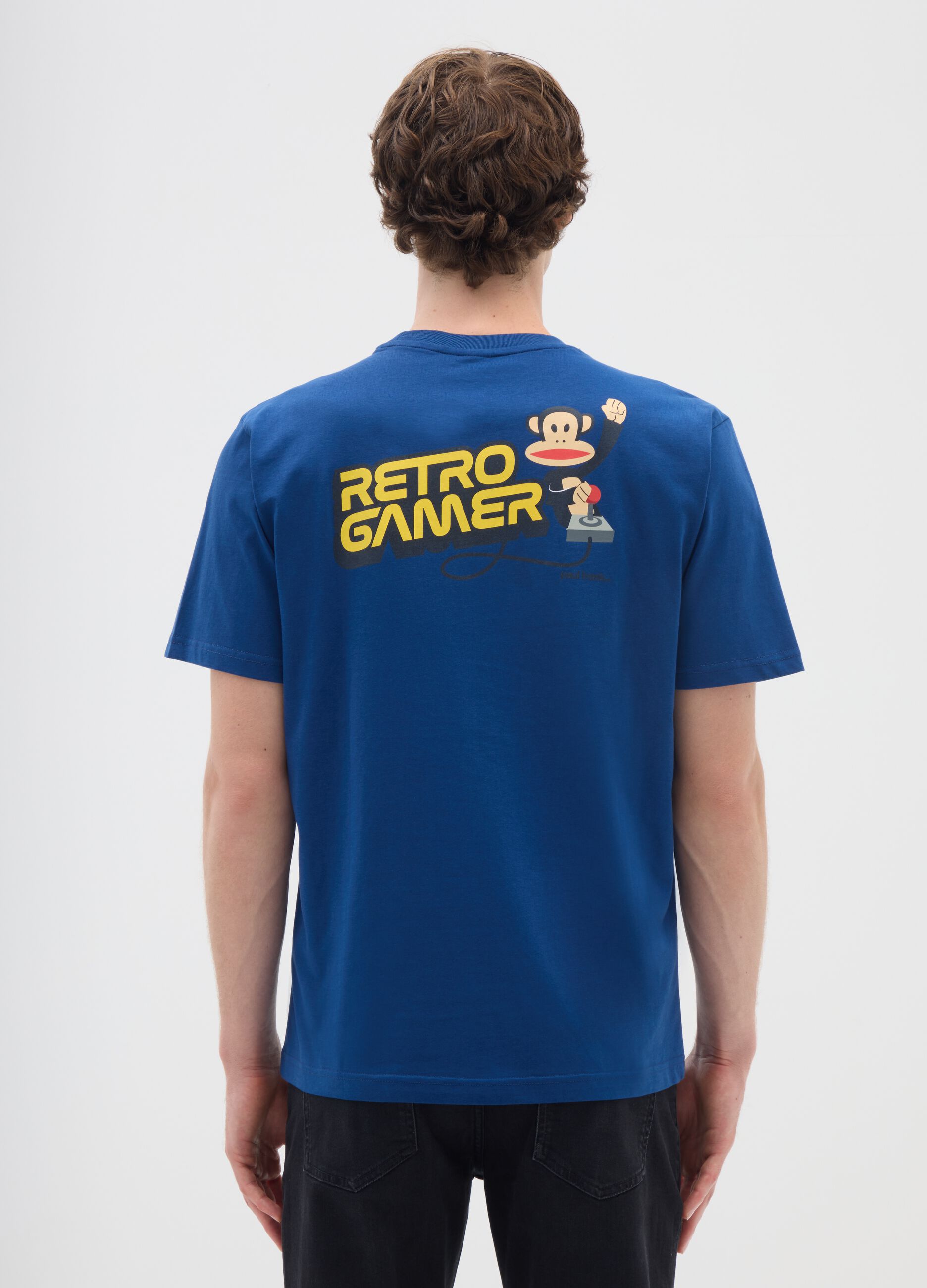 Blue short-sleeve T-shirt in pure cotton regular fit
