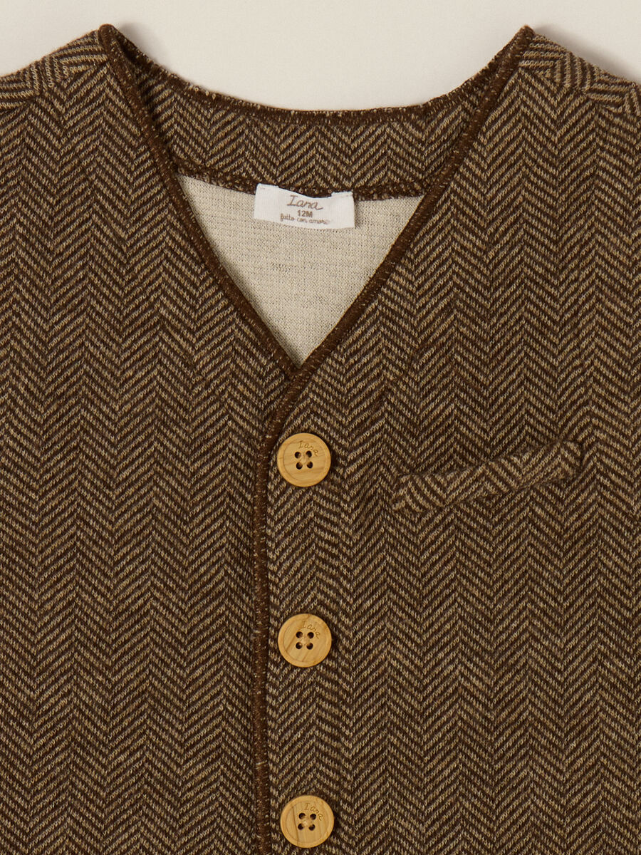 Brown vest in cotton and acrylic blend_2