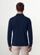 Navy stretch-cotton long-sleeve polo shirt, regular fit_3