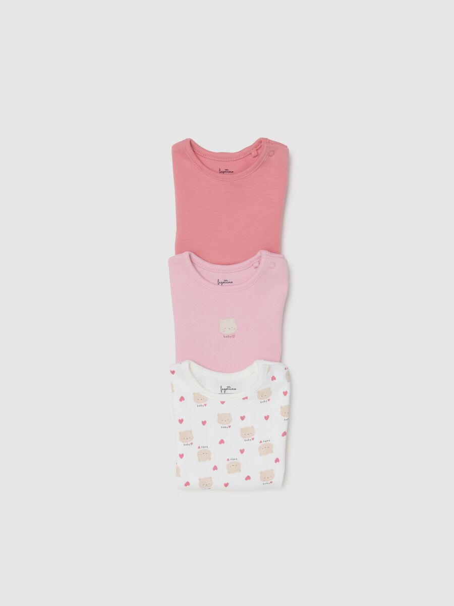 Baby girl multicolour cotton bodysuit tripack with teddy bears_2