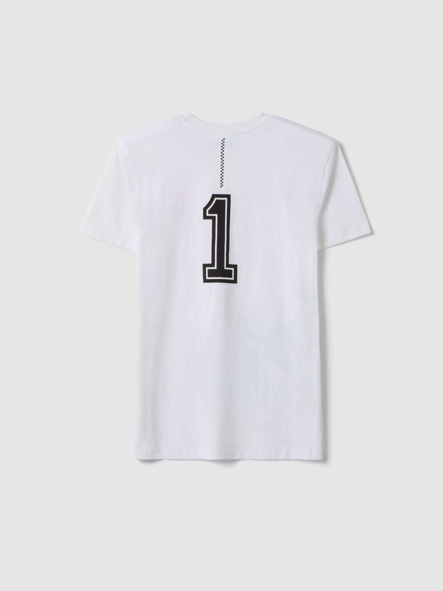 T-shirt bianca a maniche corte in misto cotone per ragazzo relaxed fit_1