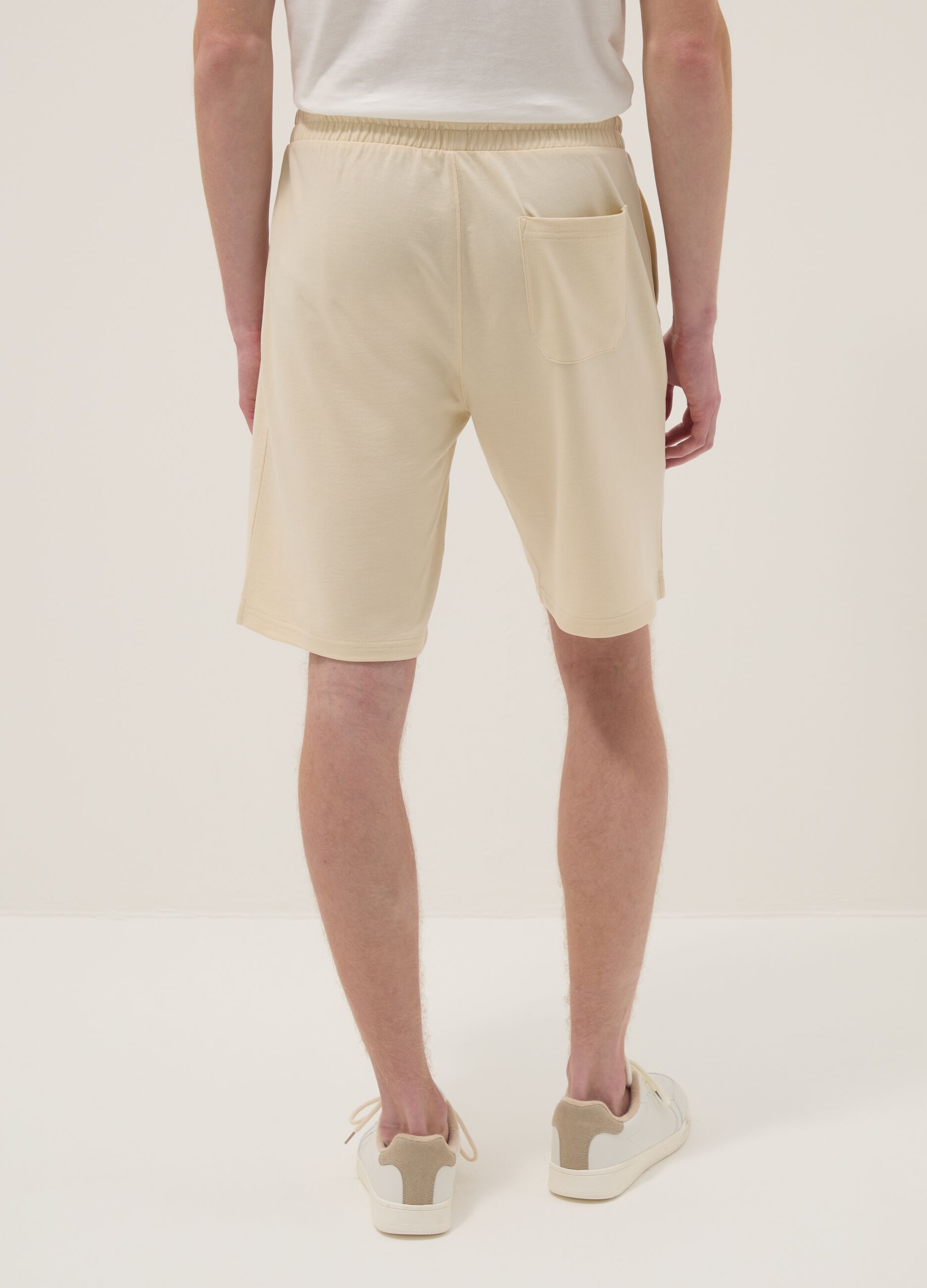 Bermuda in misto cotone beige regular fit