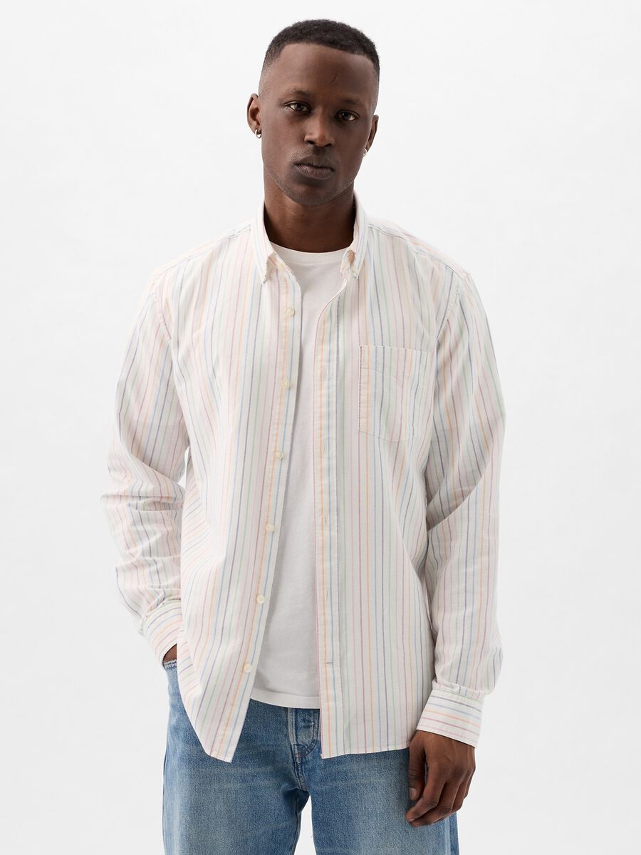 Camicia regular fit in cotone oxford a righe_1