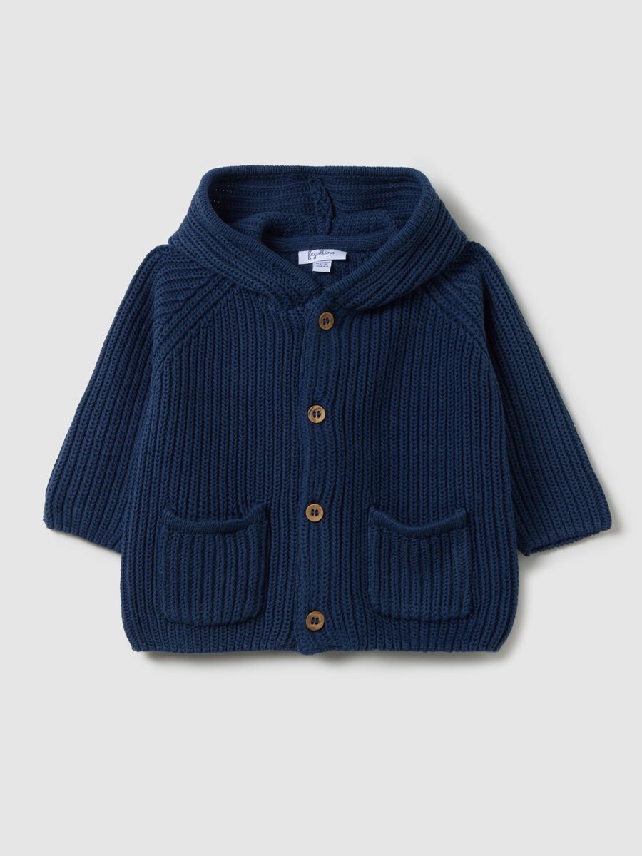 Baby Cardigan in Pure Blue Cotton_0