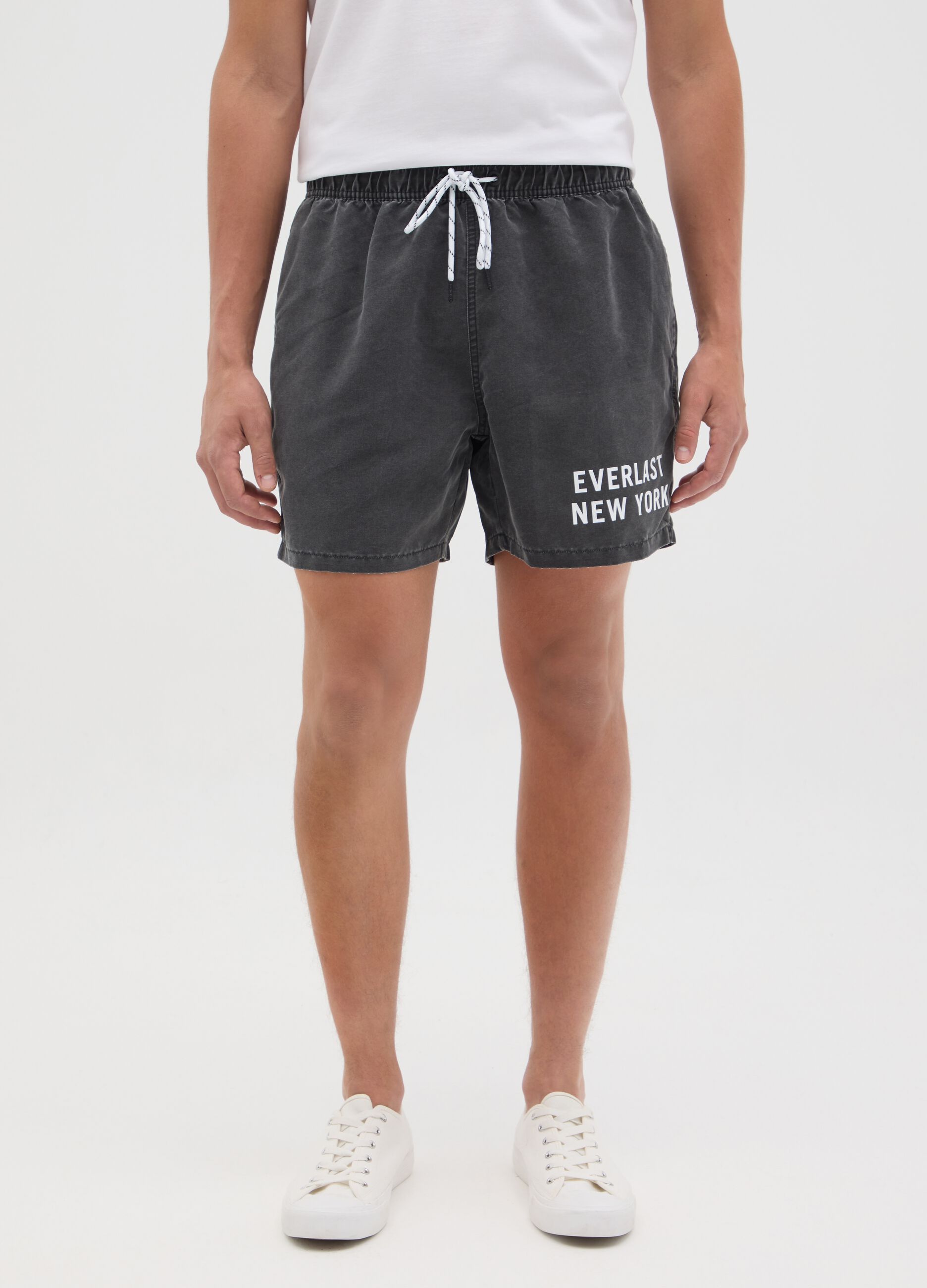 Costume boxer da bagno grigio stampa logo