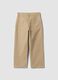 Pantaloni beige in cotone elasticizzato relaxed fit per bambino_1