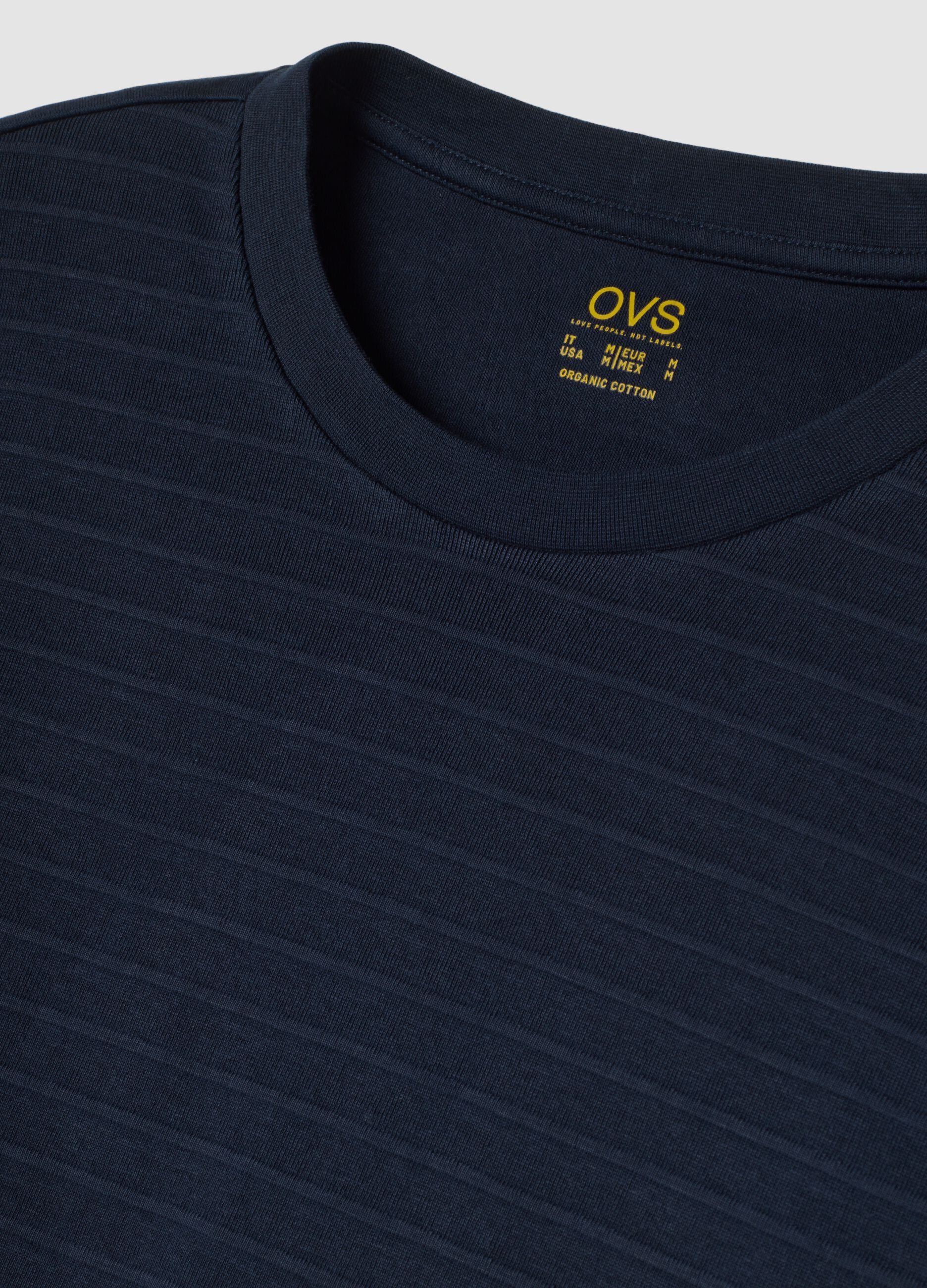 Navy blue organic cotton crew-neck pyjamas, regular fit