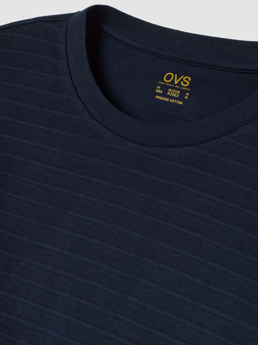 Navy blue organic cotton crew-neck pyjamas, regular fit_1