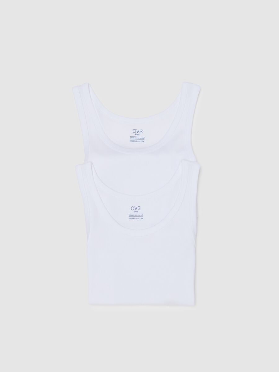 Boys' white undershirts twin pack in pure cotton regular fit_2