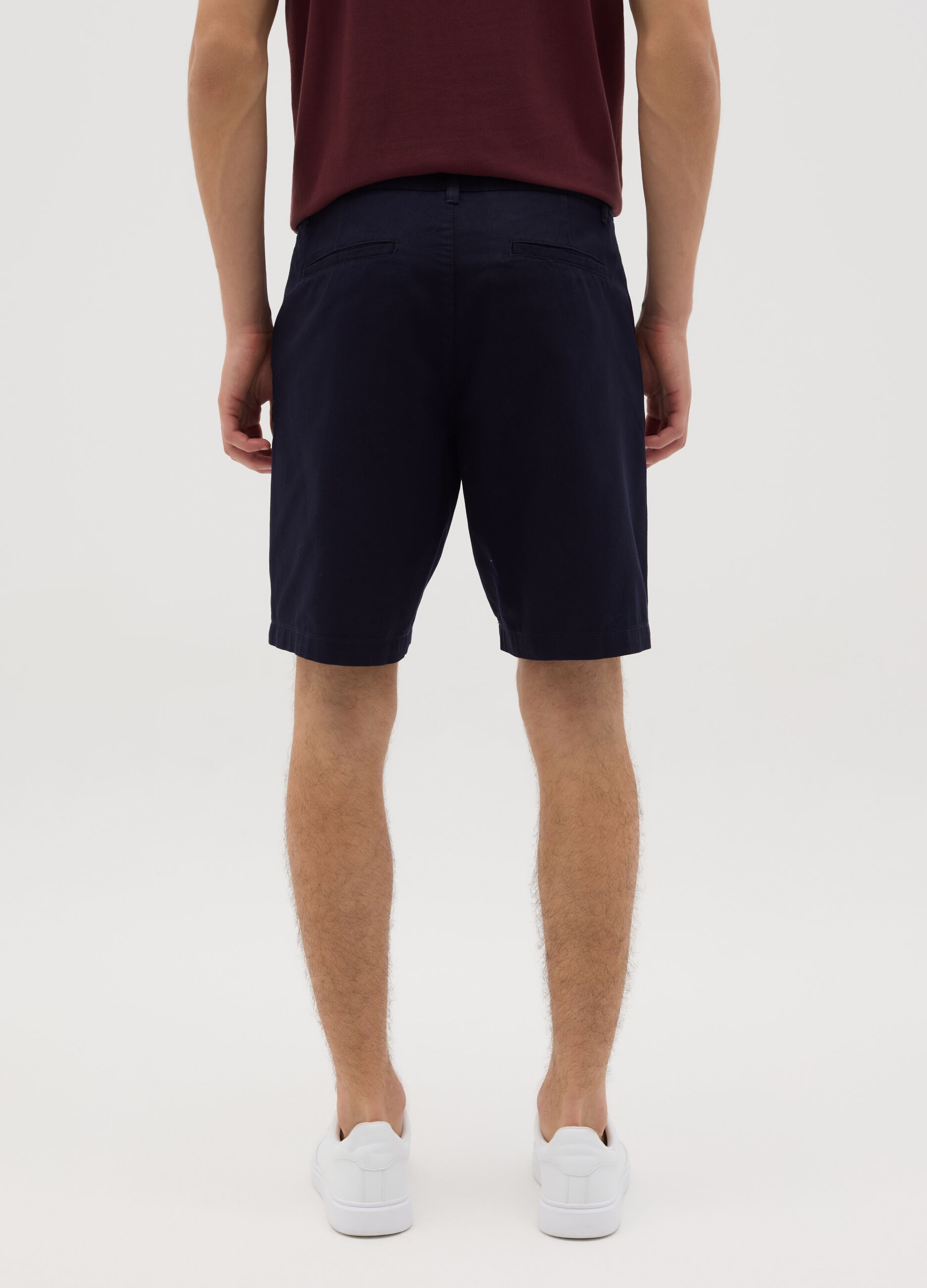 Shorts chino da uomo in puro cotone blu regular fit
