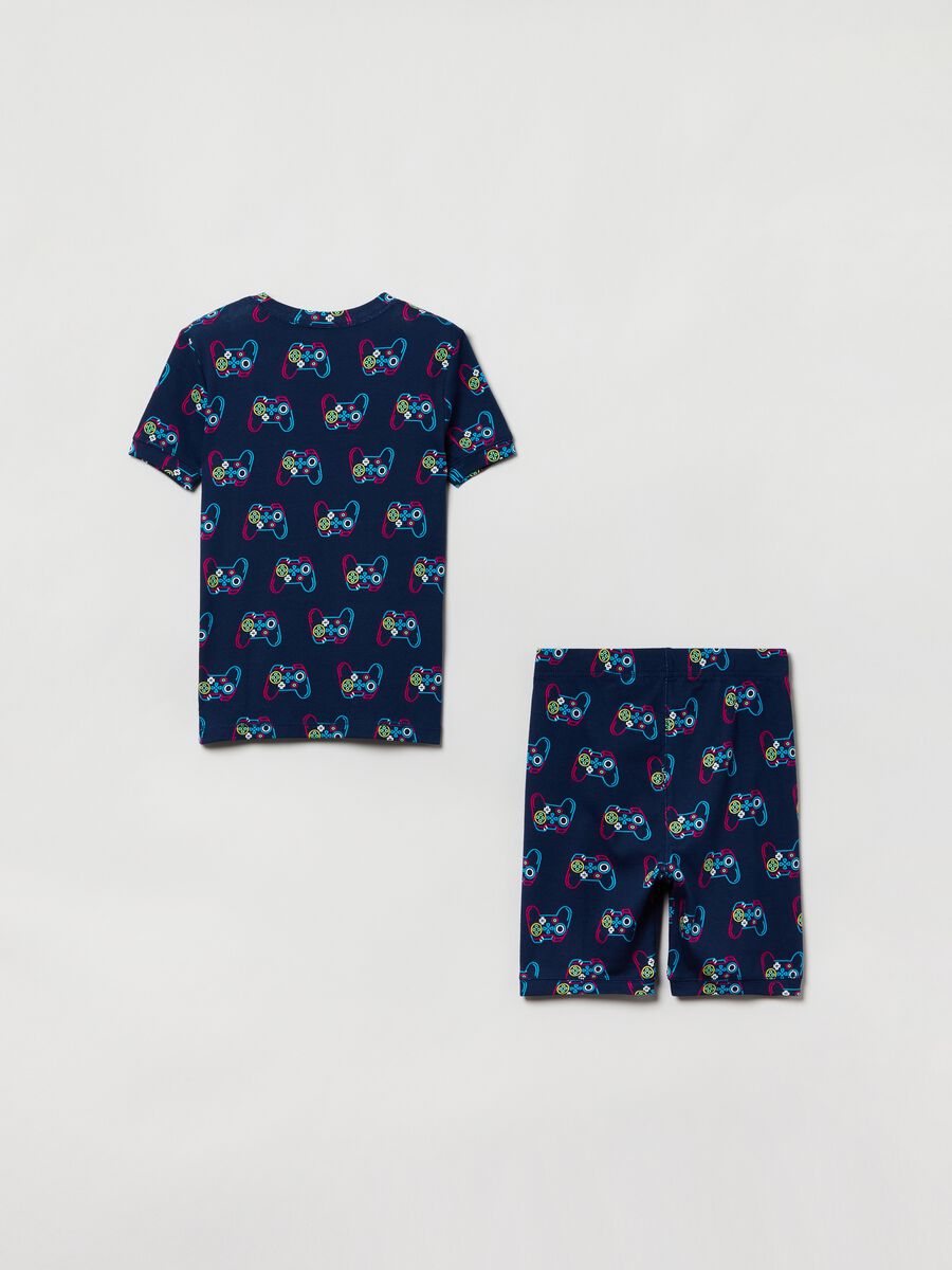 Short pyjamas in organic cotton with joystick print_1