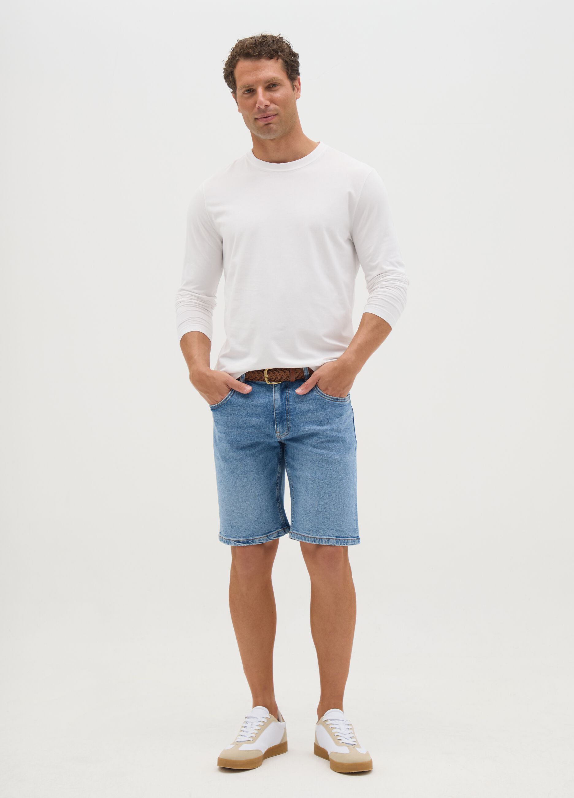 Men's Slim-Fit Blue Denim Shorts