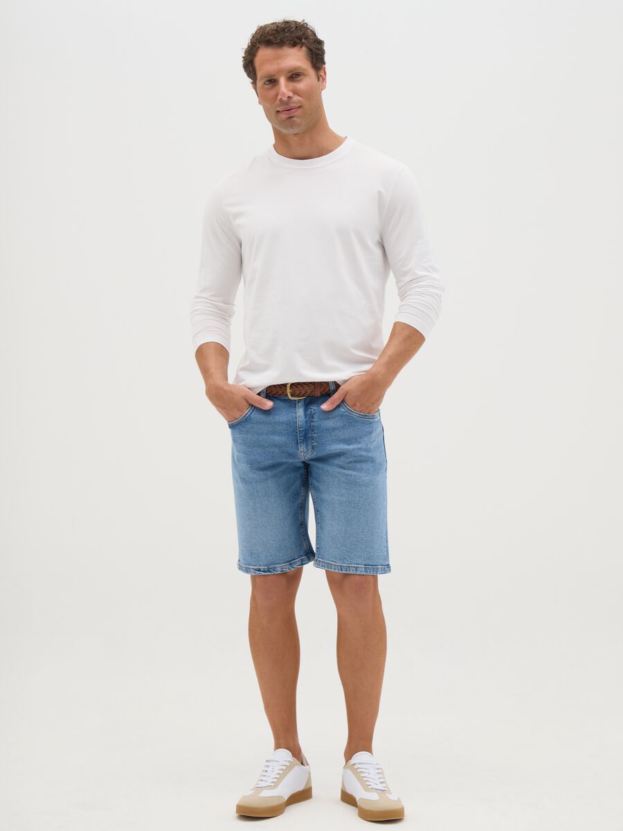 Men's Slim-Fit Blue Denim Shorts_0
