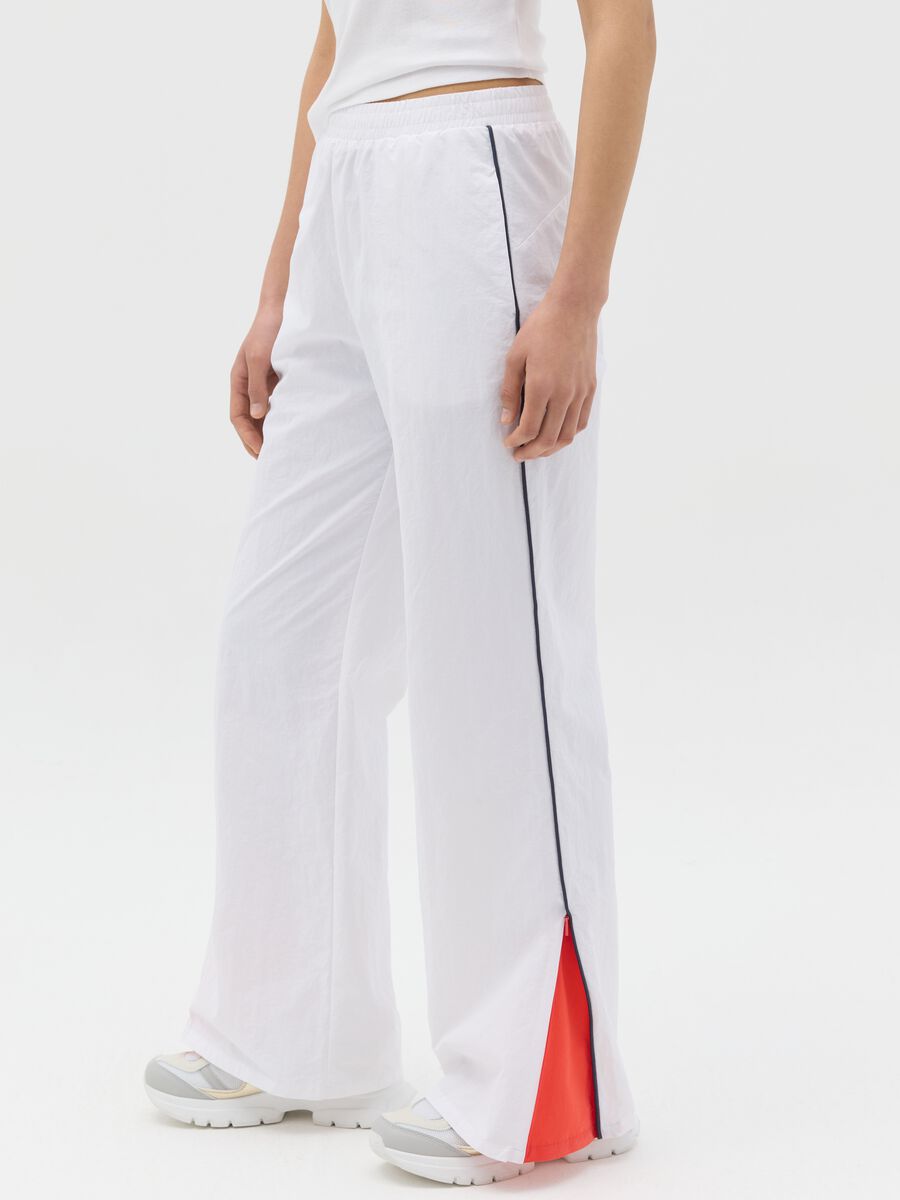 White nylon joggers with splits and zip_2
