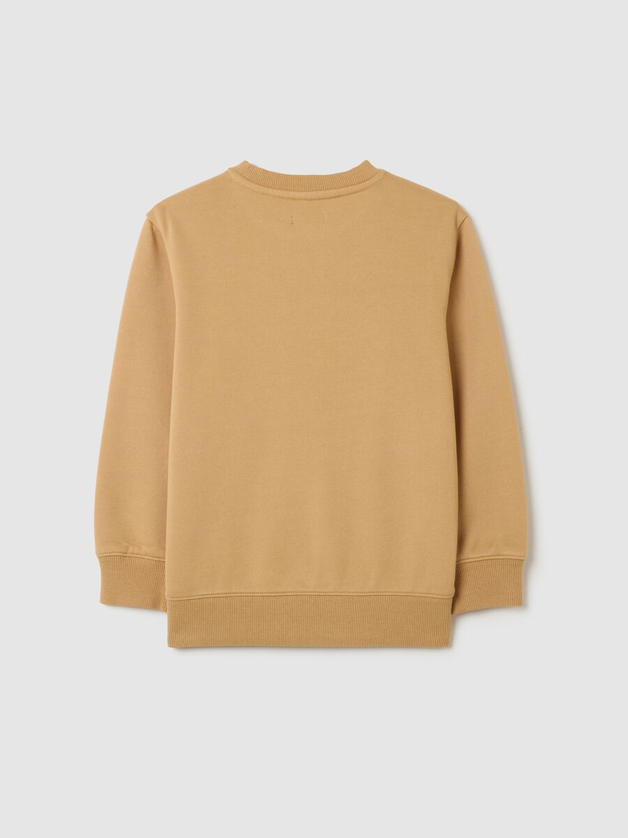Beige Regular Fit Cotton Blend Kids Sweatshirt_1