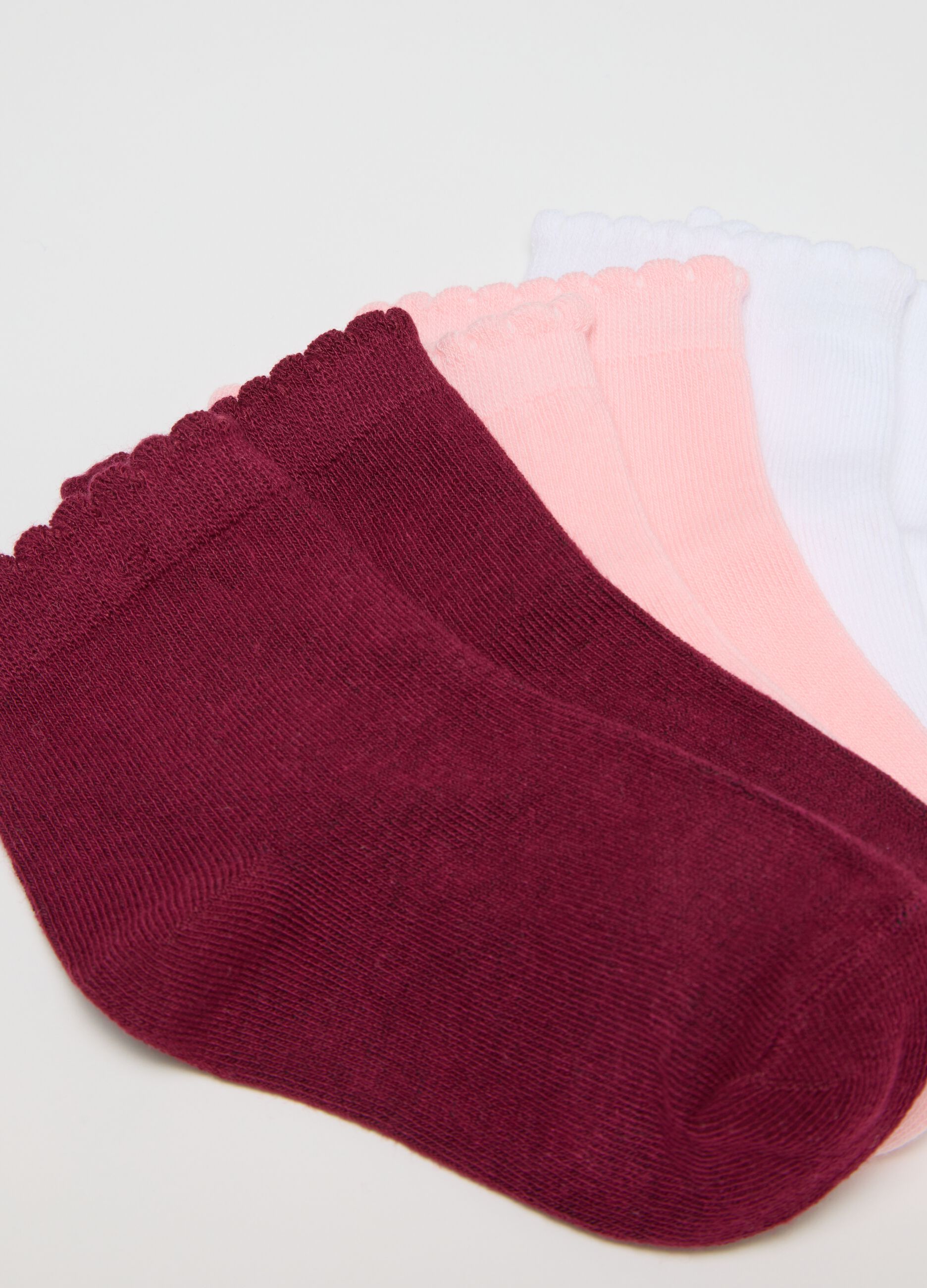 Girls' multicolour cotton blend short socks multipack