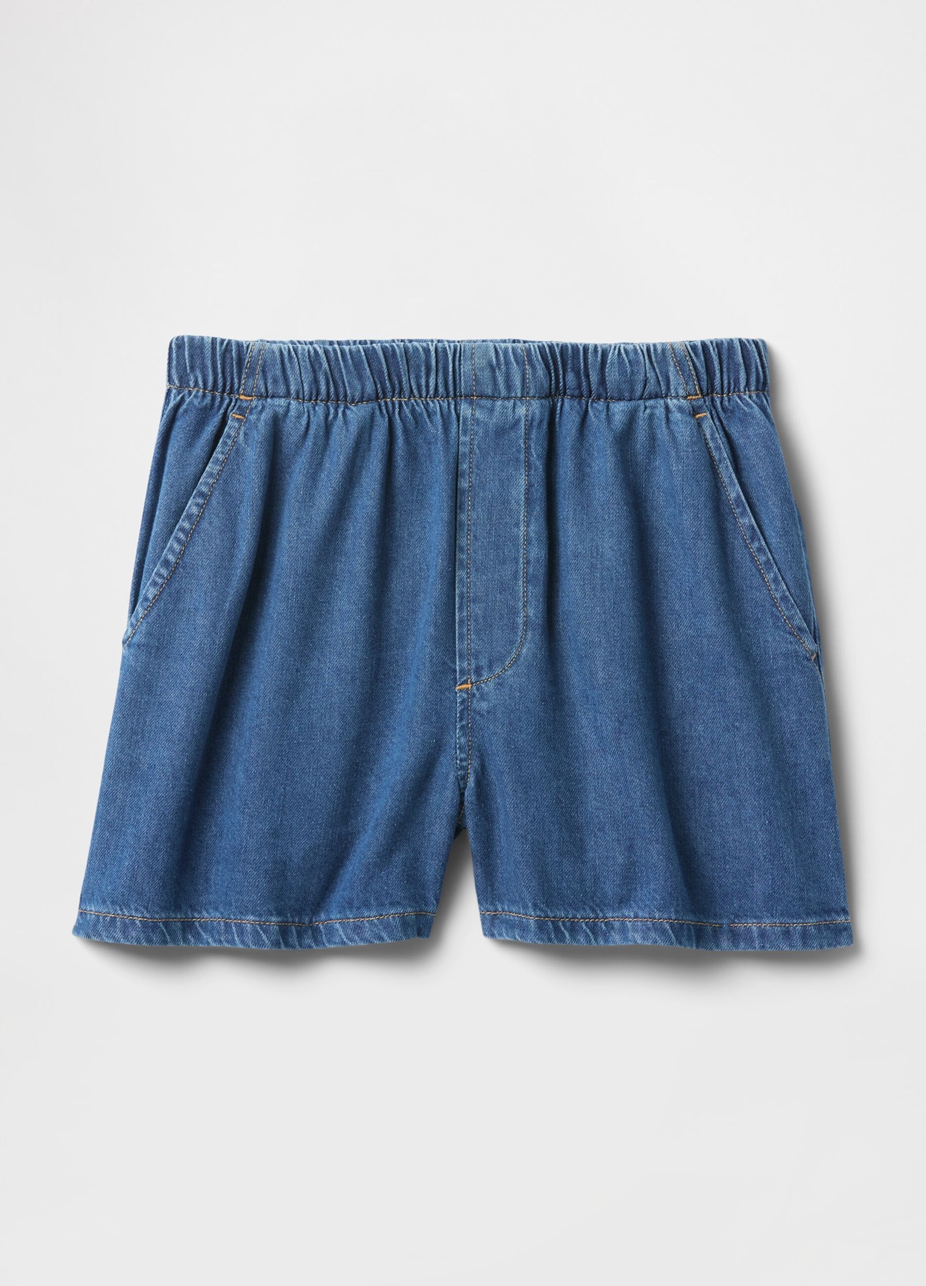 Denim shorts with elastic waistband