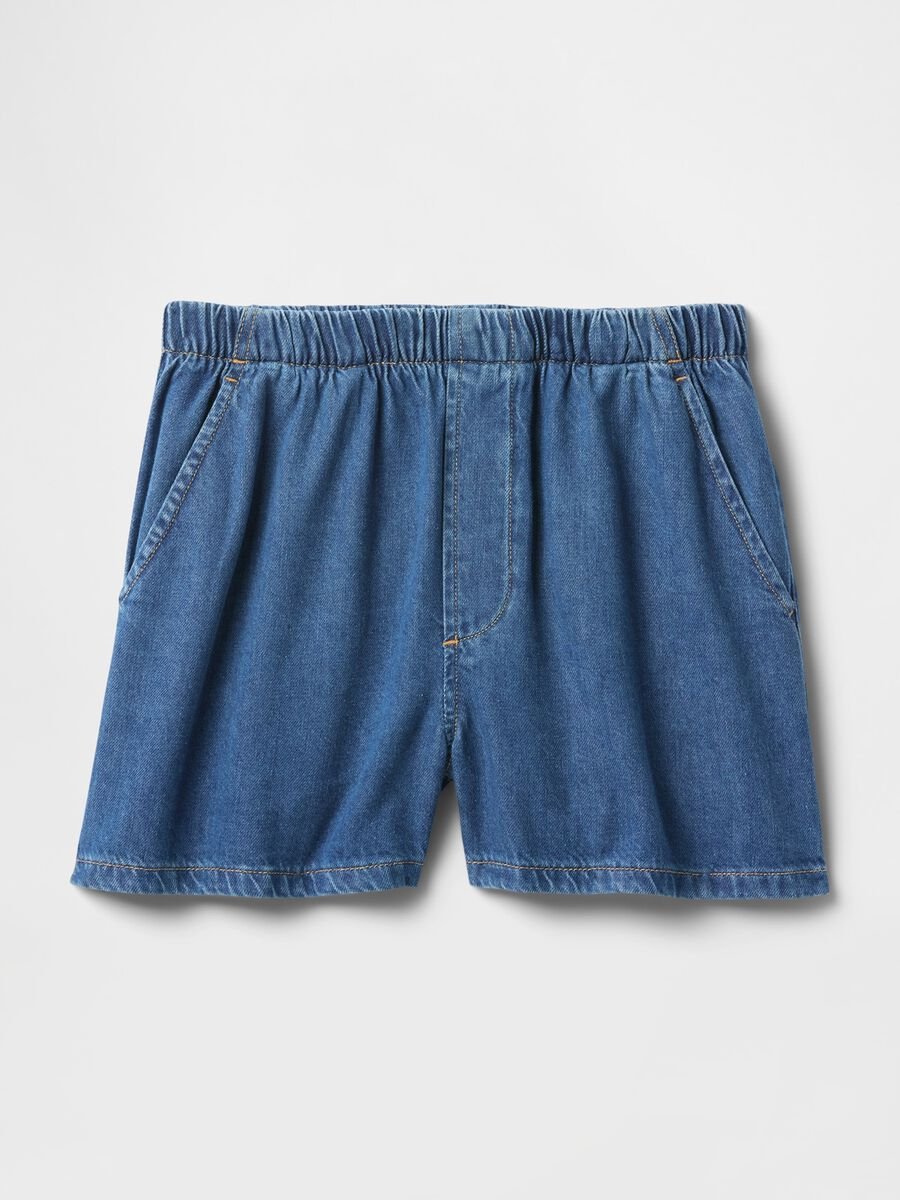 Shorts in denim con elastico in vita_8