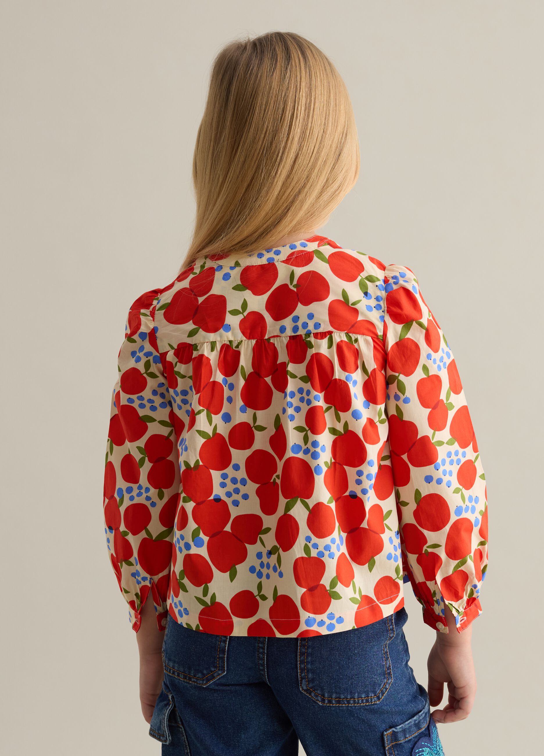 Cotton blouse with fruit print