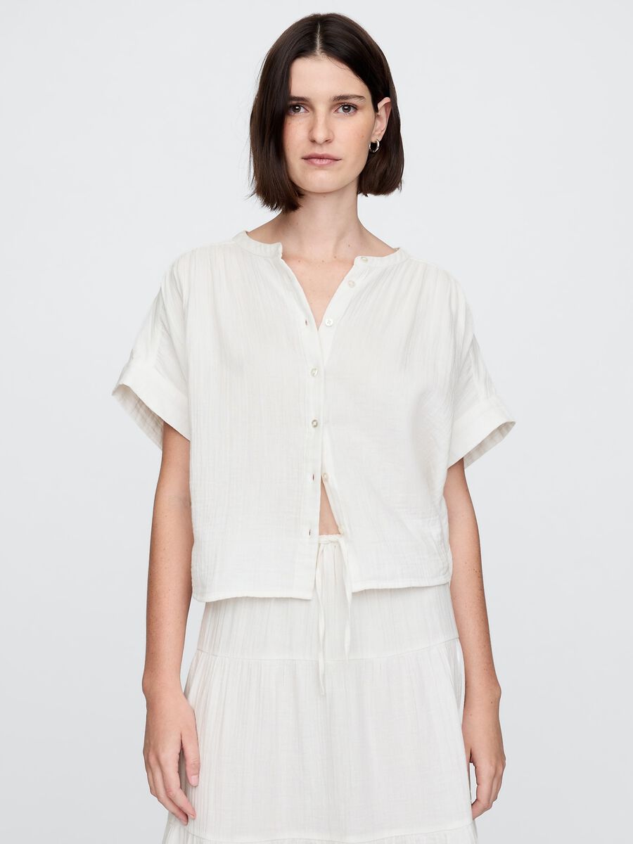 Camicia leggera bianco in tessuto_0