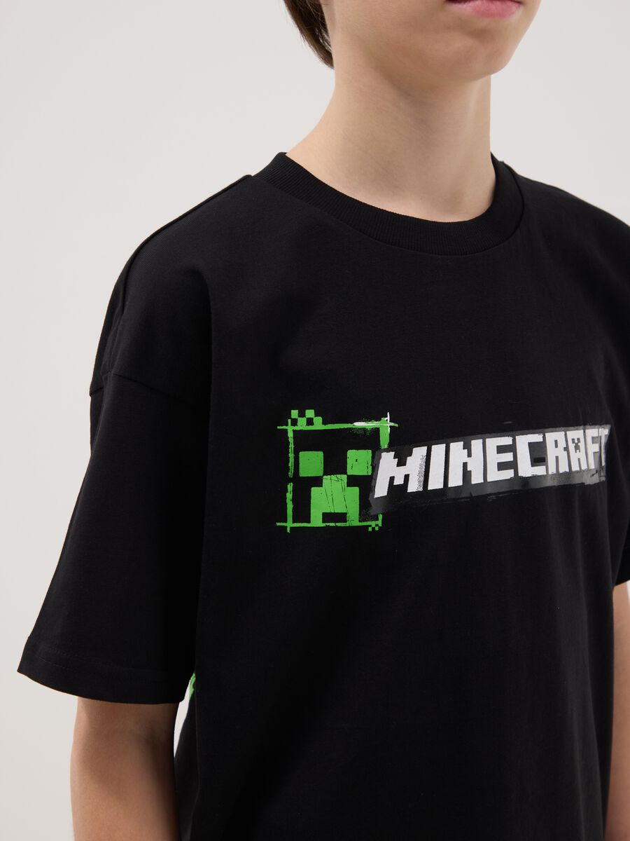 T-shirt in puro cotone nero da ragazzo relaxed fit con stampa_2