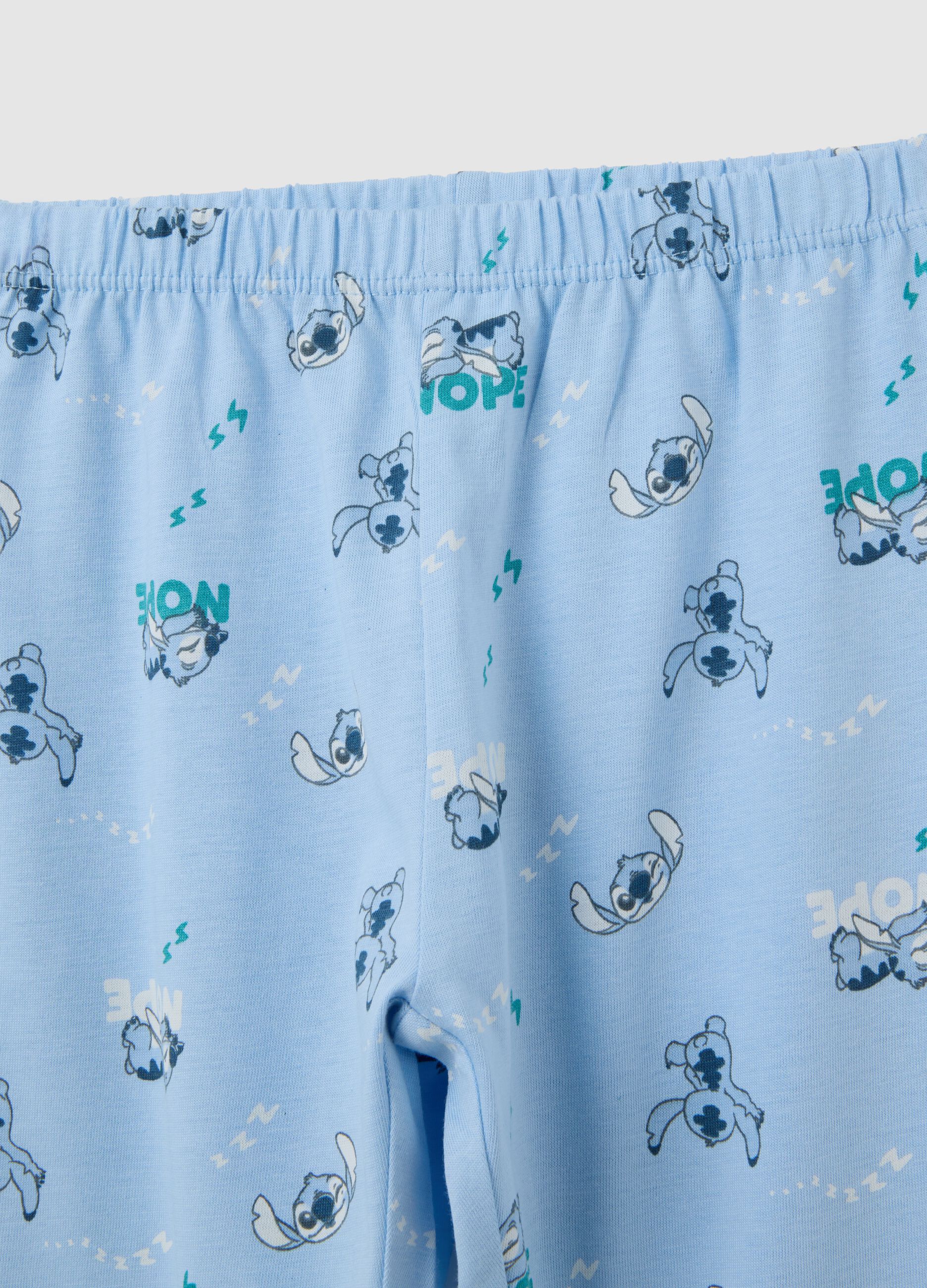 Kids' pyjama set in pure white and blue cotton