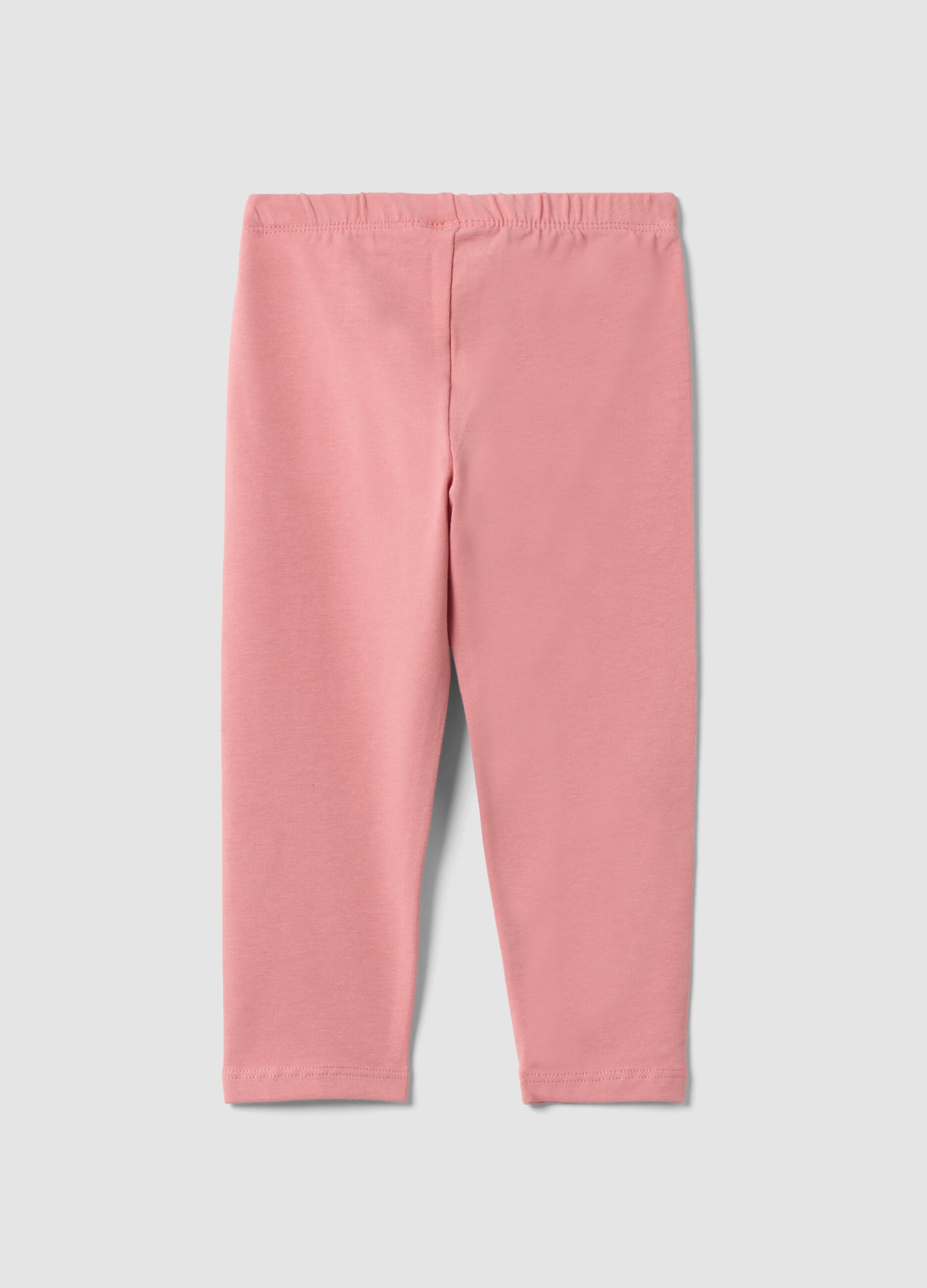 Leggings rosa in cotone organico elasticizzato slim fit per bimba