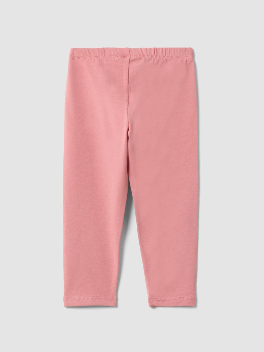 Leggings rosa in cotone organico elasticizzato slim fit per bimba_1