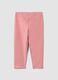 Leggings rosa in cotone organico elasticizzato slim fit per bimba_1
