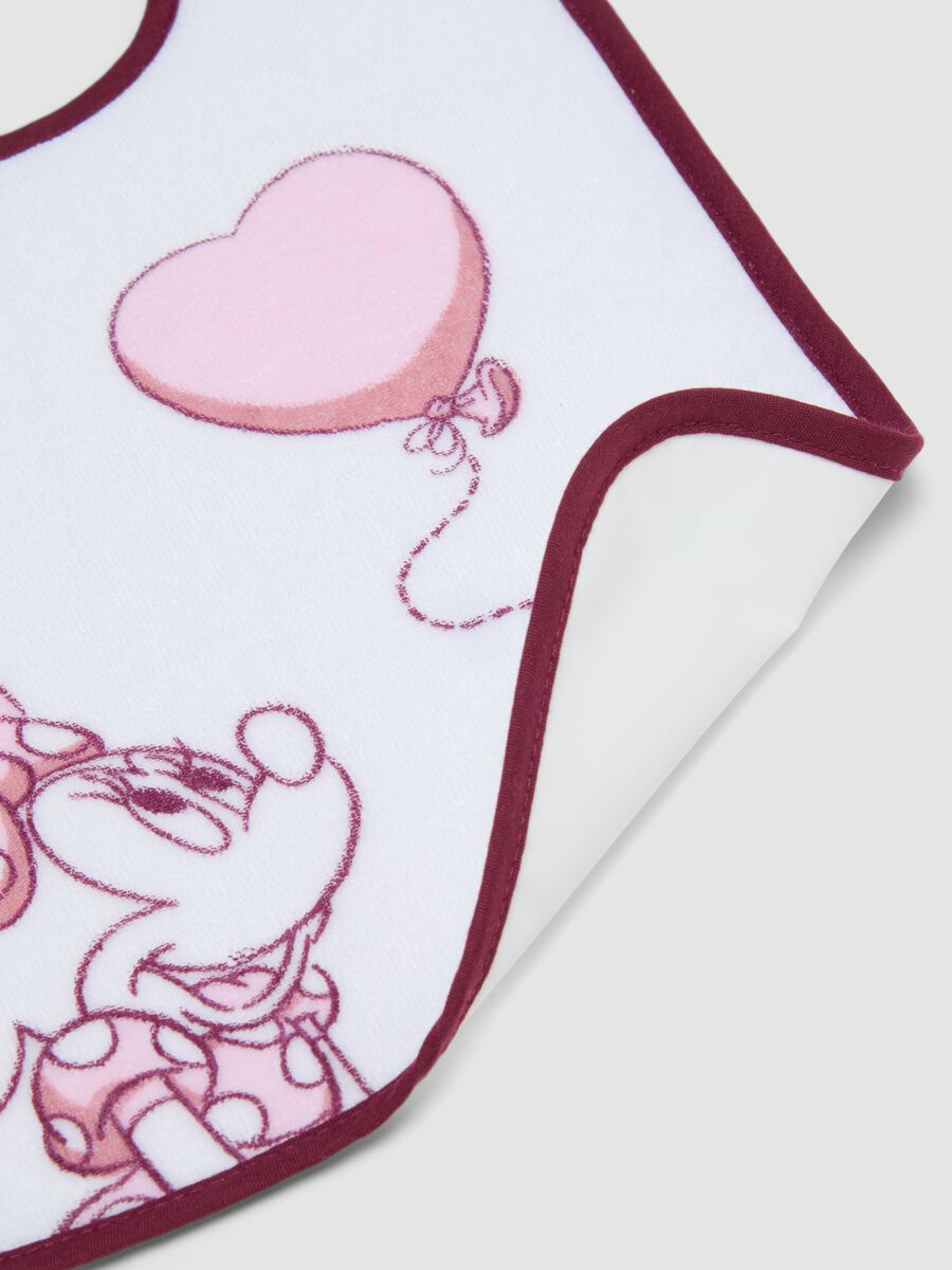 Tripack di bavette rosa e bianche in cotone organico con grafiche di Minnie per bimba_1
