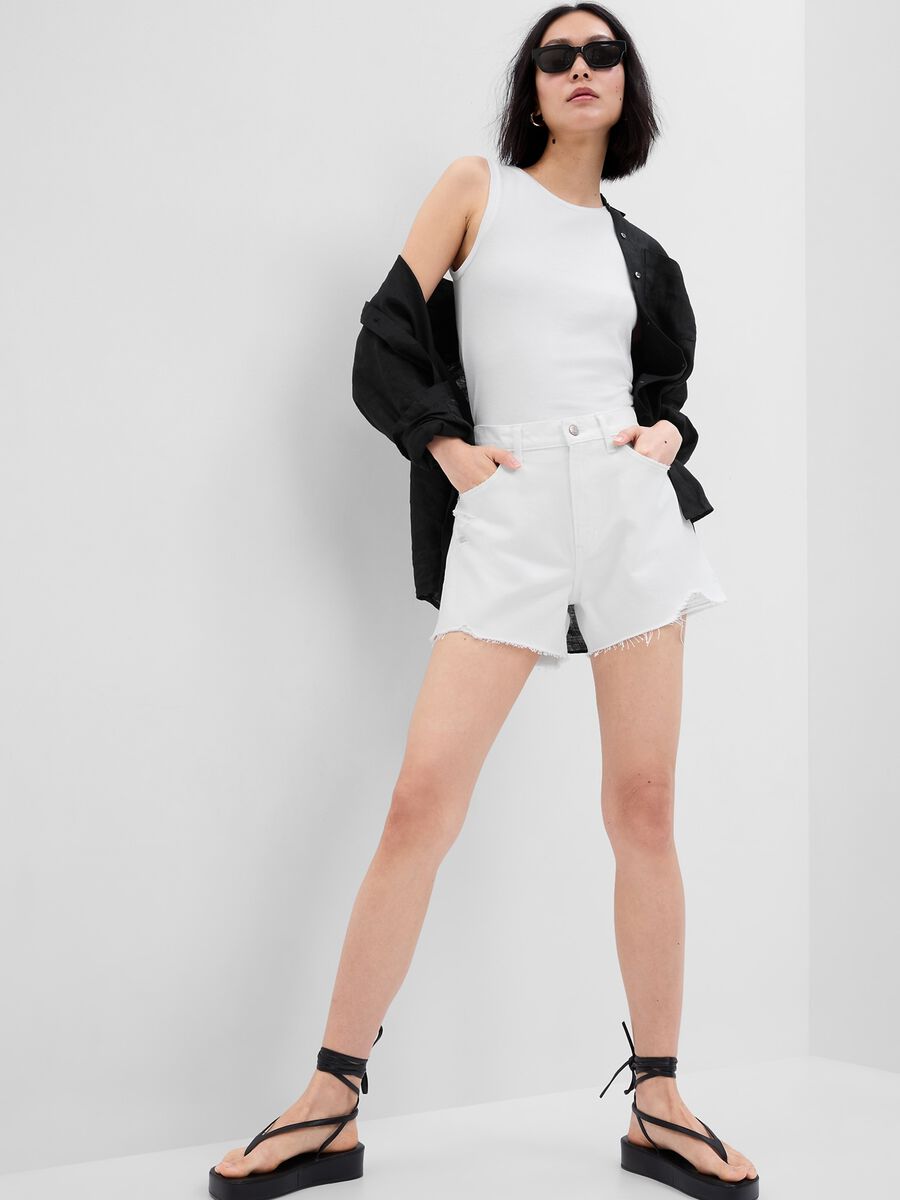 Shorts in denim a vita alta_0
