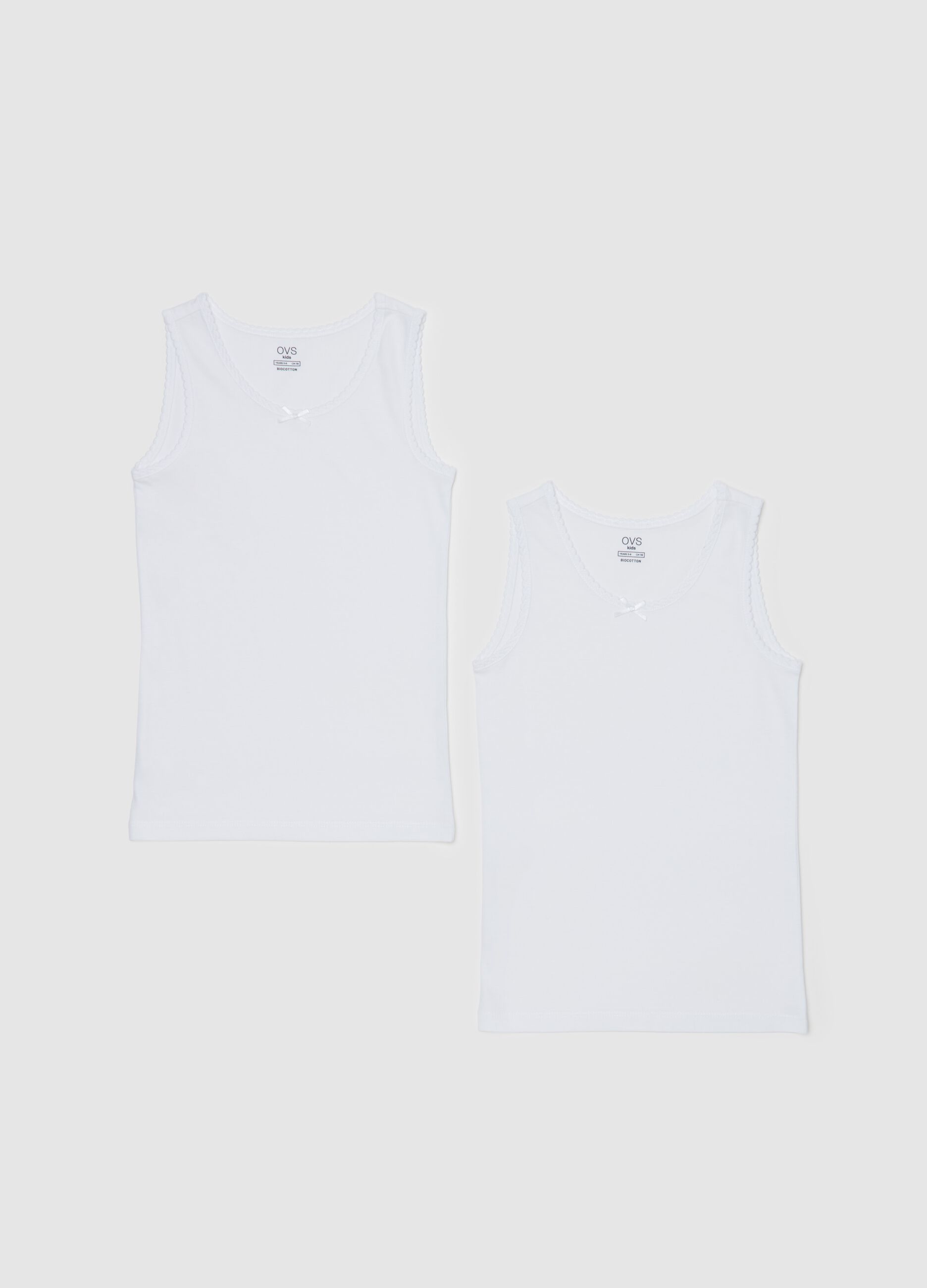 Two-pack vests in organic cotton with bow