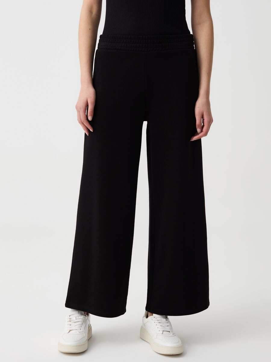 Essential wide-leg joggers in fleece_1