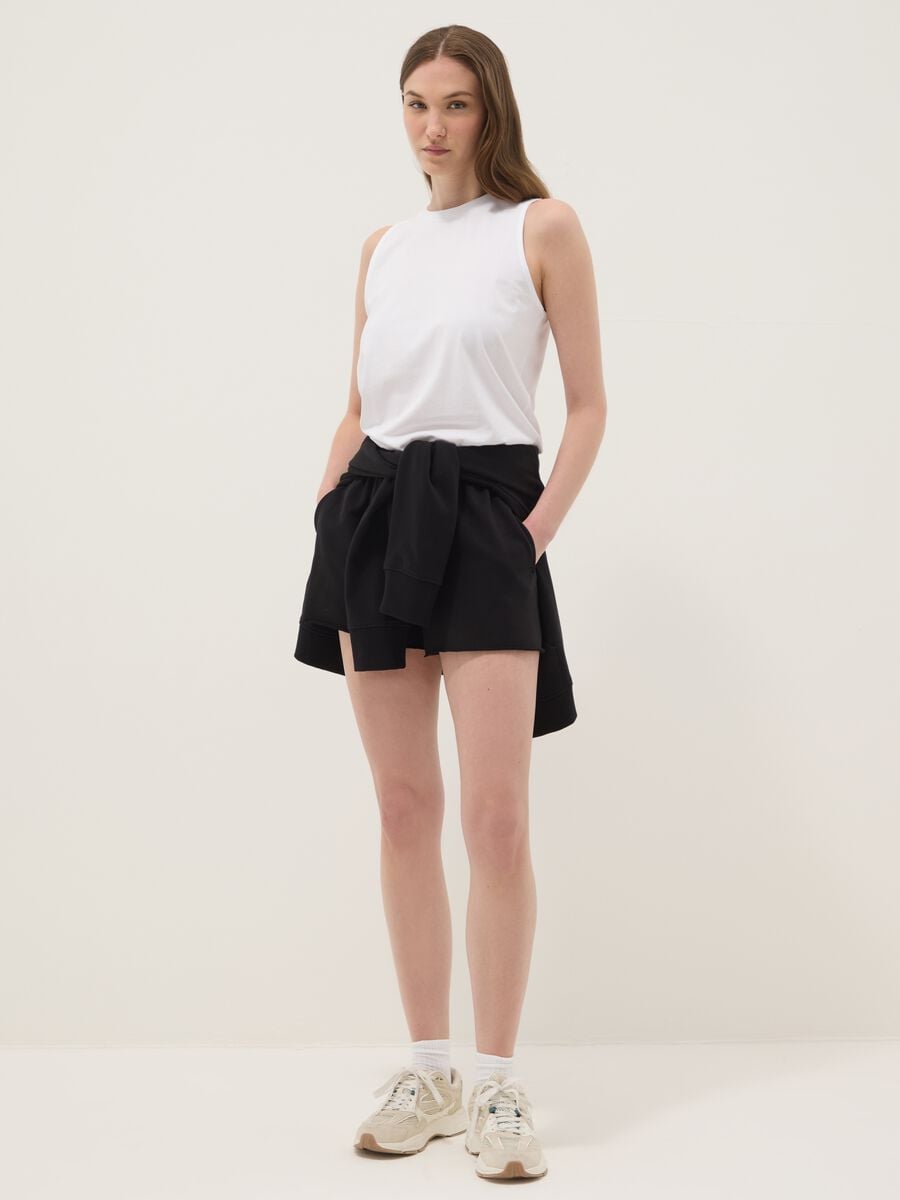 Tank top bianco in puro cotone_1