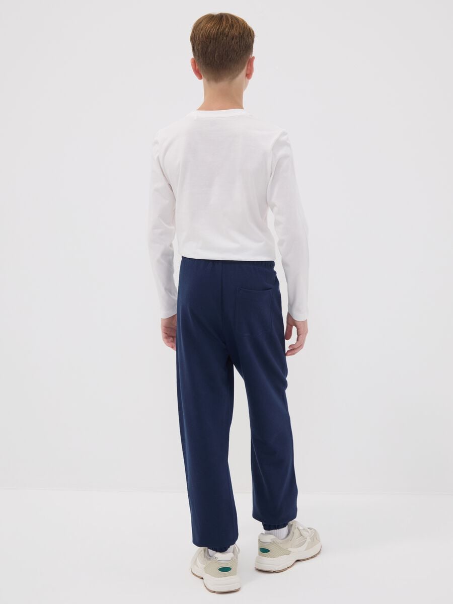Pantaloni jogger blu in puro cotone organico regular fit per ragazzo_1
