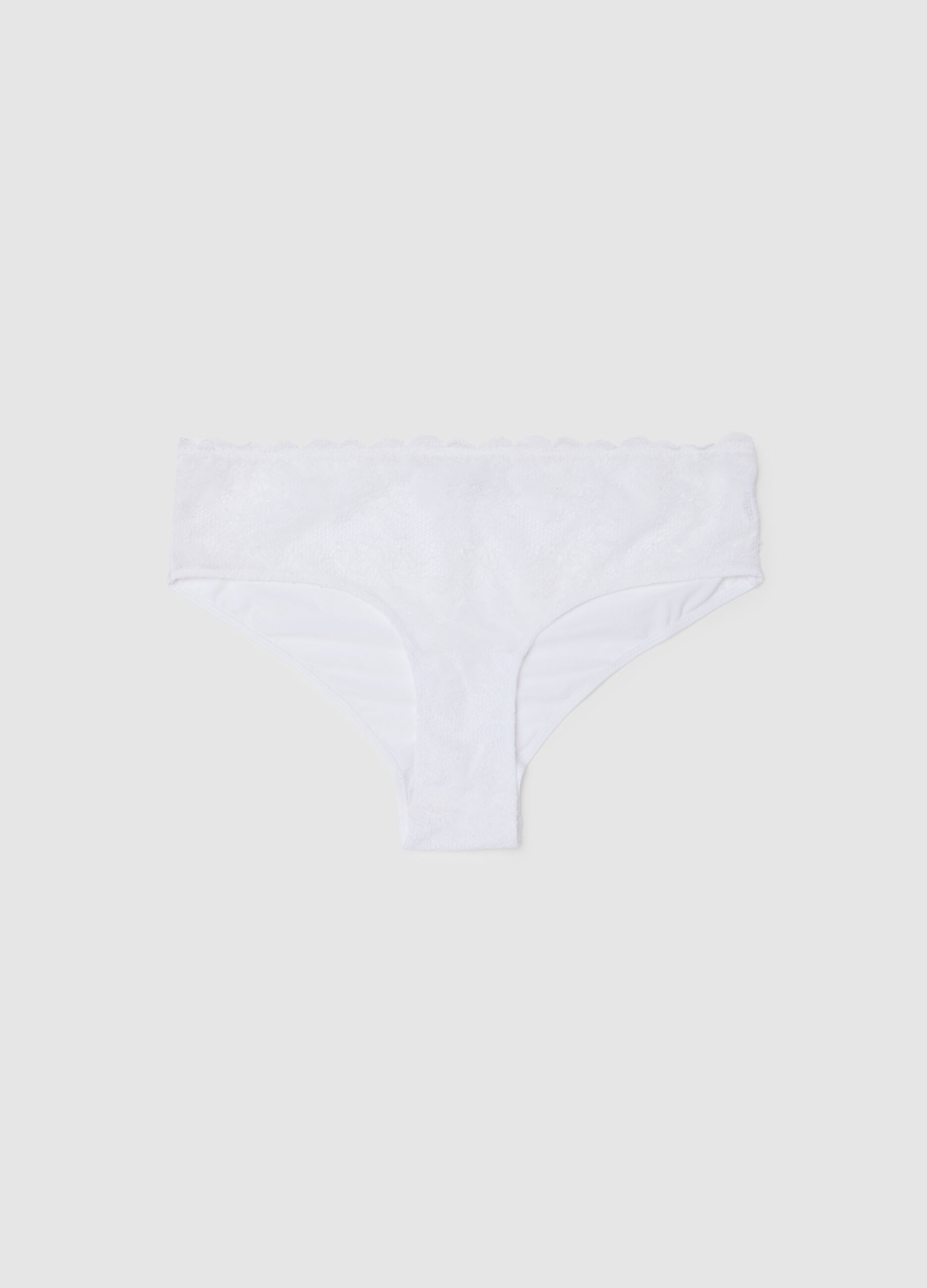 White cotton and lace briefs