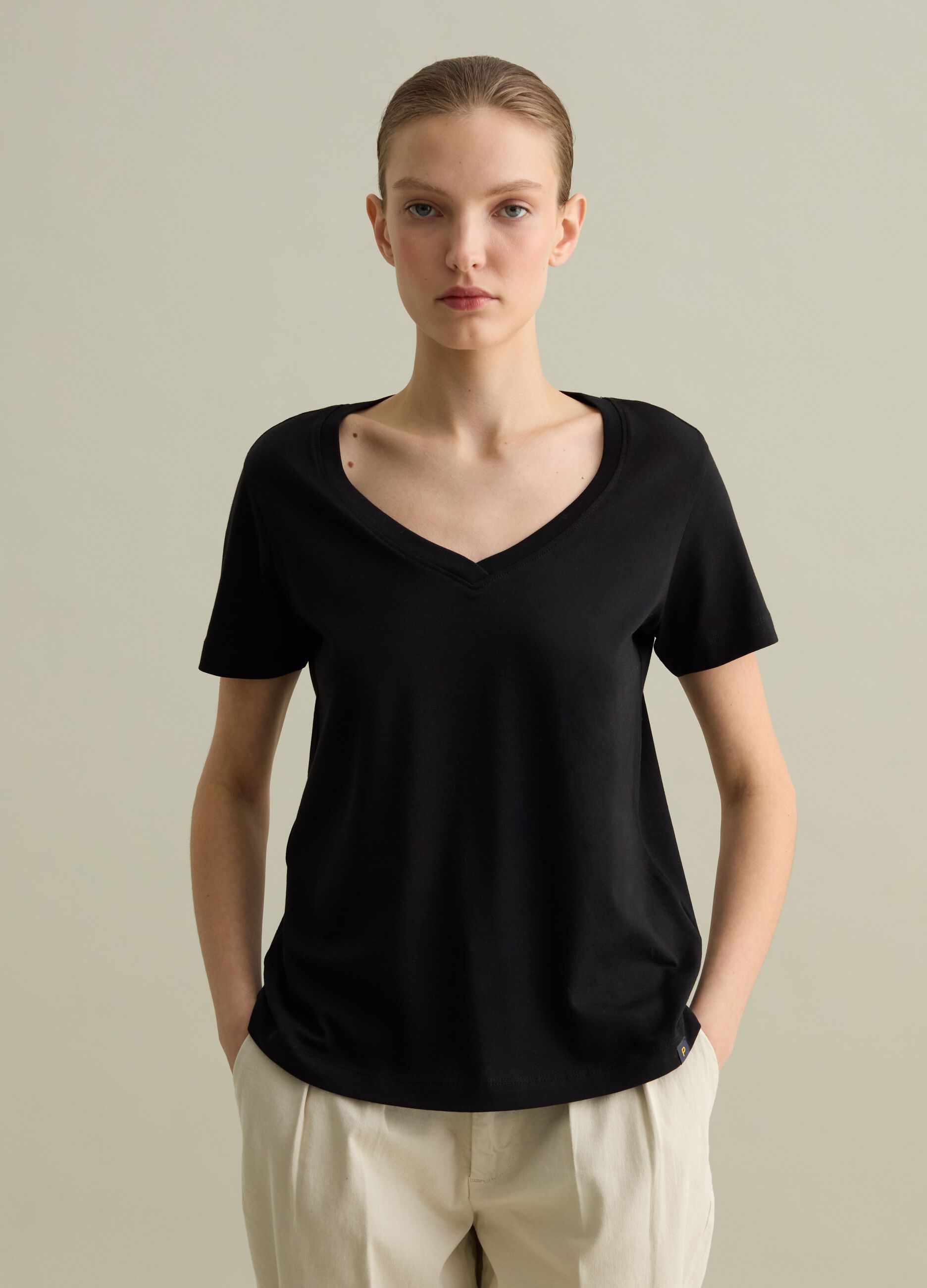 Cotton V-neck T-shirt