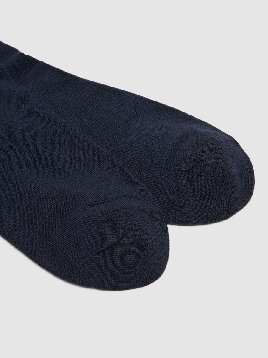 Twin pack of long blue elasticated cotton-blend socks_1