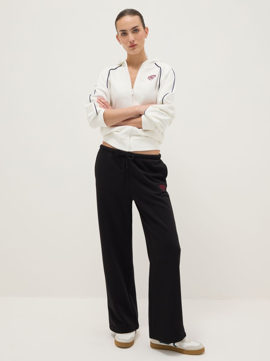 White Hooded Zip Cotton Blend Relaxed Fit Sweatshirt_1