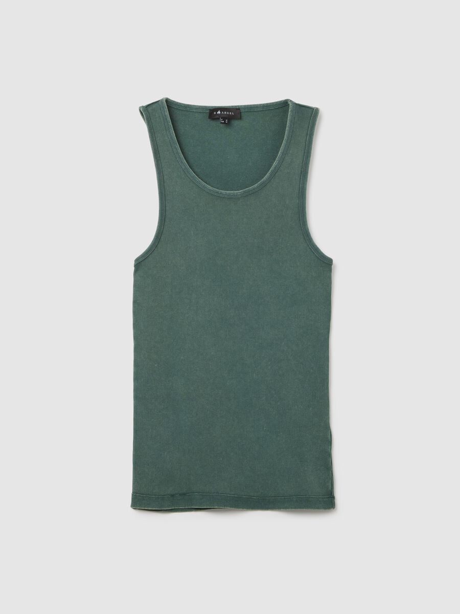 Men's Green Fitted Stretch Cotton Vest_0