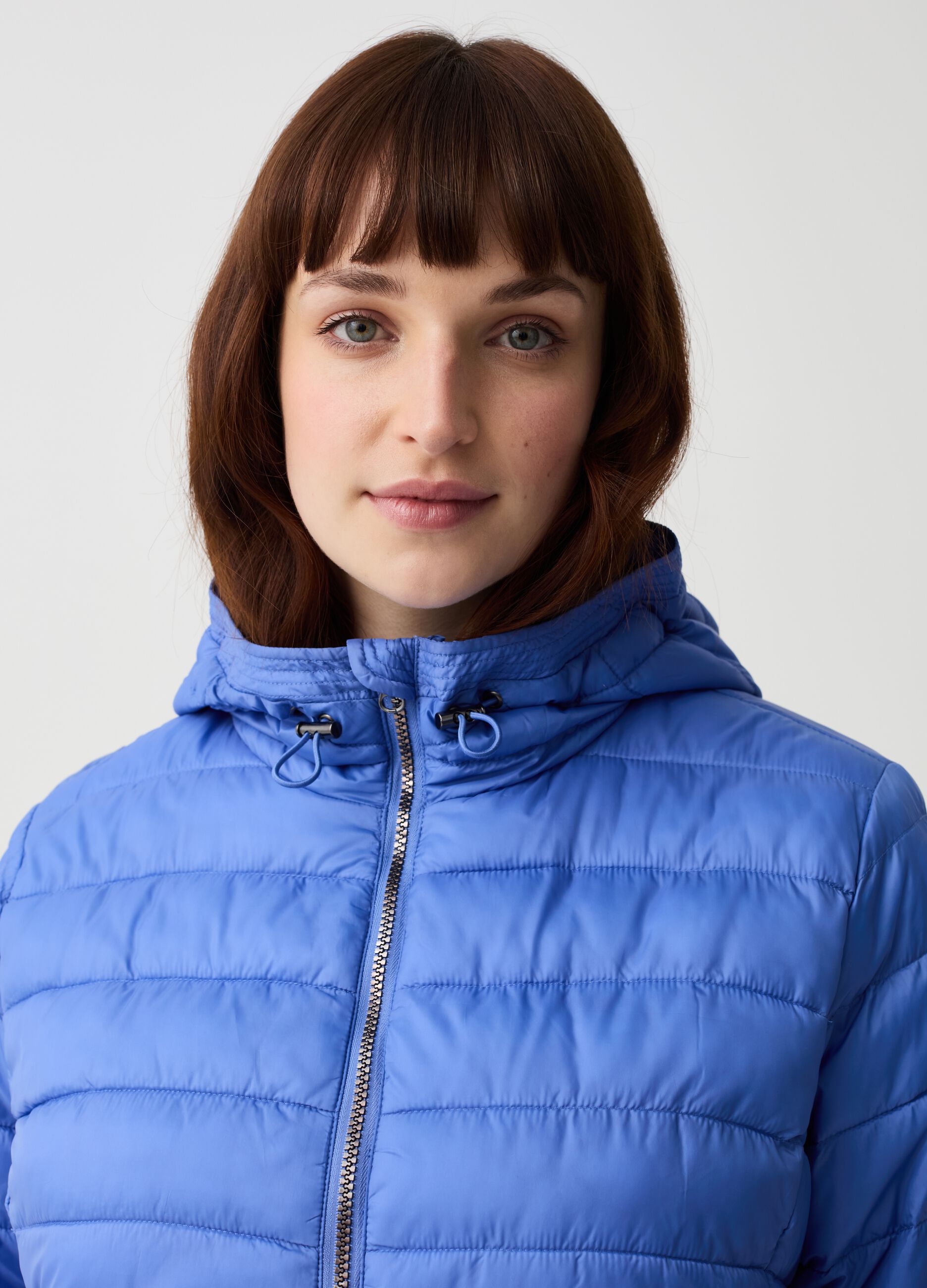 Curvy ultralight down jacket with hood