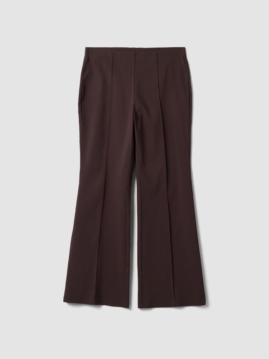 Pantaloni marroni flare fit in viscosa elasticizzata_4